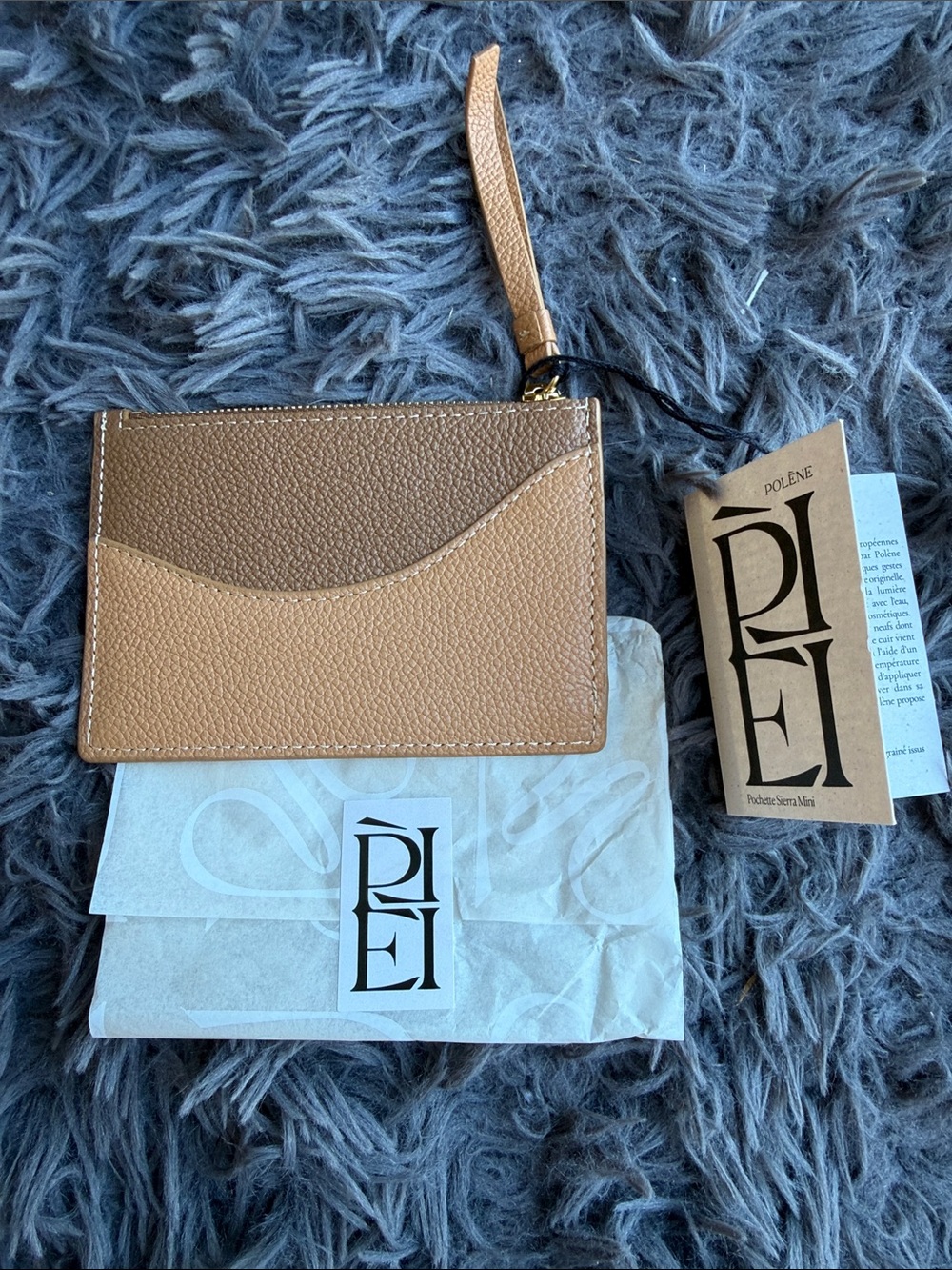 Polene Tan and Cream Leather Zip Card Holder - Picture 2 of 7